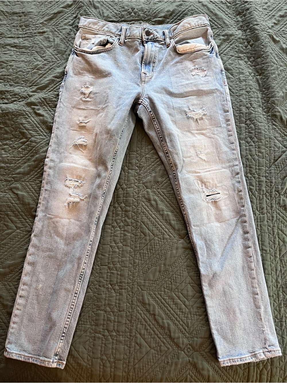 Old Navy Light Blue Distressed Straight Jeans